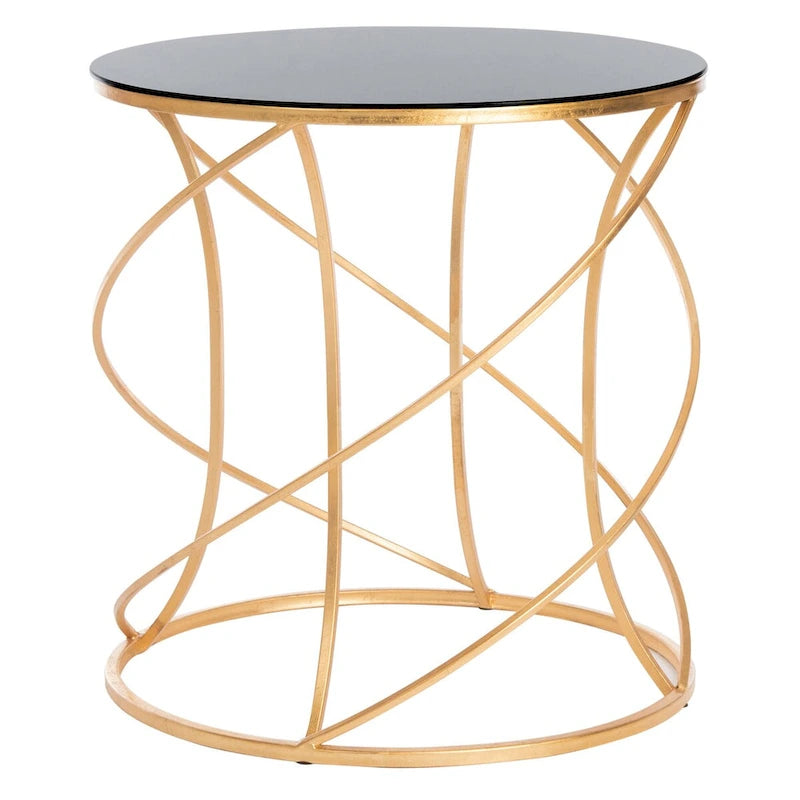 Table d'appoint Treasures Jeanine à plateau doré/blanc - 20 x 20 x 21,2 - 20 larg. x 20 prof. x 21 haut.