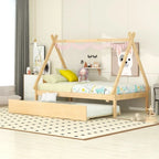 Lit tipi de chambre double avec lit gigogne