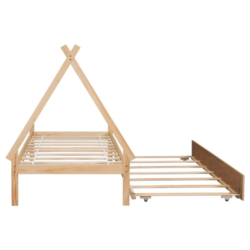 Lit tipi de chambre double avec lit gigogne