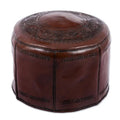 Pouf ottoman en cuir ciselé fait main, élégance espagnole (Pérou)