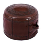 Pouf ottoman en cuir ciselé fait main, élégance espagnole (Pérou)