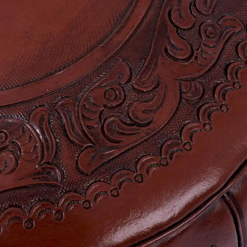 Pouf ottoman en cuir ciselé fait main, élégance espagnole (Pérou)
