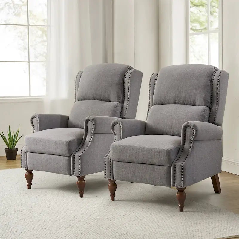 Fauteuil inclinable manuel traditionnel à enroulement, pieds en bois massif, ensemble deux pièces