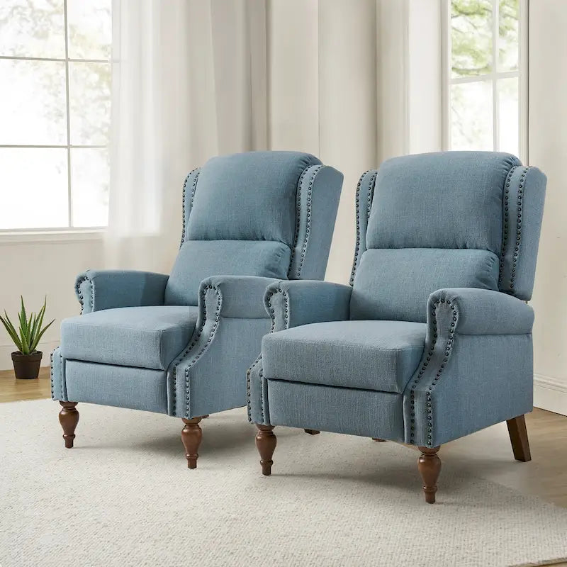 Terri Traditional Roll Arm Manual Recliner with Solid Wood Legs Set of 2 by  