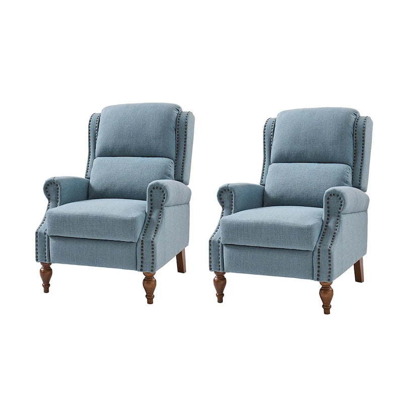 Fauteuil inclinable manuel traditionnel à enroulement, pieds en bois massif, ensemble deux pièces