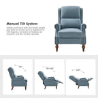 Fauteuil inclinable manuel traditionnel à enroulement, pieds en bois massif, ensemble deux pièces