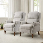 Fauteuil inclinable manuel traditionnel à enroulement, pieds en bois massif, ensemble deux pièces