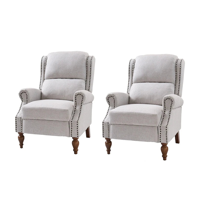 Fauteuil inclinable manuel traditionnel à enroulement, pieds en bois massif, ensemble deux pièces