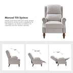Fauteuil inclinable manuel traditionnel à enroulement, pieds en bois massif, ensemble deux pièces