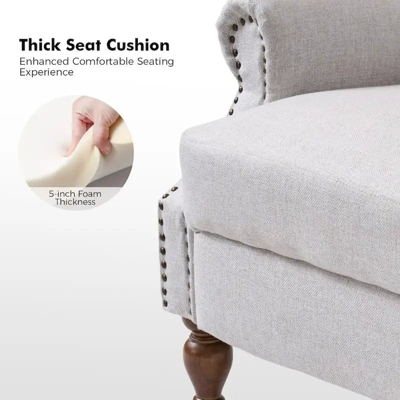 Fauteuil inclinable manuel traditionnel à enroulement, pieds en bois massif, ensemble deux pièces