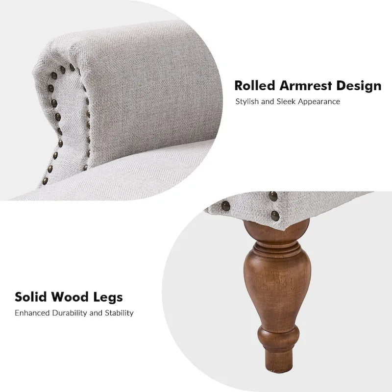 Fauteuil inclinable manuel traditionnel à enroulement, pieds en bois massif, ensemble deux pièces