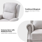 Fauteuil inclinable manuel traditionnel à enroulement, pieds en bois massif, ensemble deux pièces