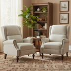 Fauteuil inclinable manuel traditionnel à enroulement, pieds en bois massif, ensemble deux pièces