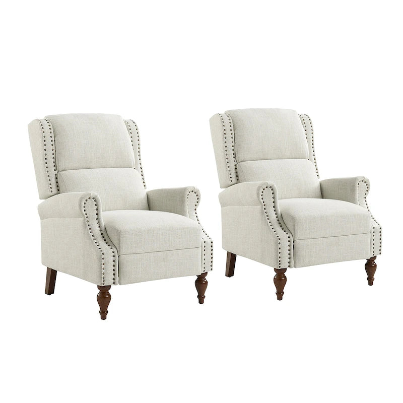 Fauteuil inclinable manuel traditionnel à enroulement, pieds en bois massif, ensemble deux pièces