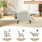 Fauteuil inclinable manuel traditionnel à enroulement, pieds en bois massif, ensemble deux pièces