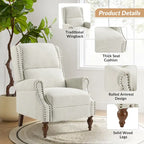 Fauteuil inclinable manuel traditionnel à enroulement, pieds en bois massif, ensemble deux pièces
