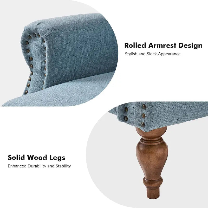 Fauteuil inclinable manuel traditionnel à enroulement, pieds en bois massif, ensemble deux pièces