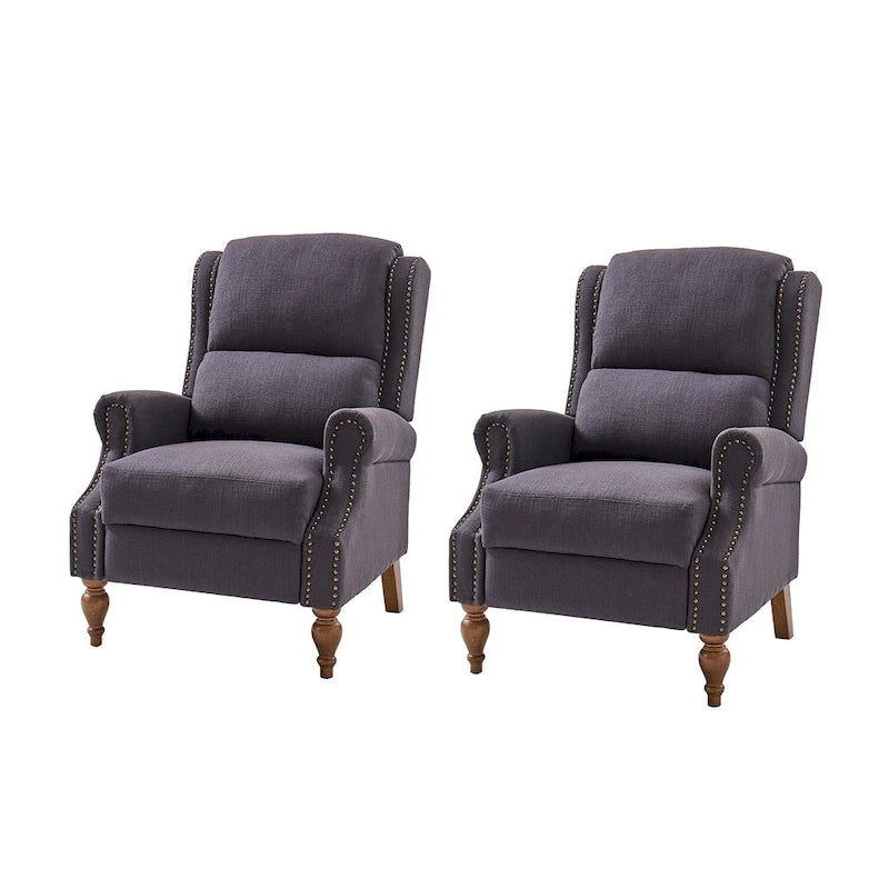 Fauteuil inclinable manuel traditionnel à enroulement, pieds en bois massif, ensemble deux pièces