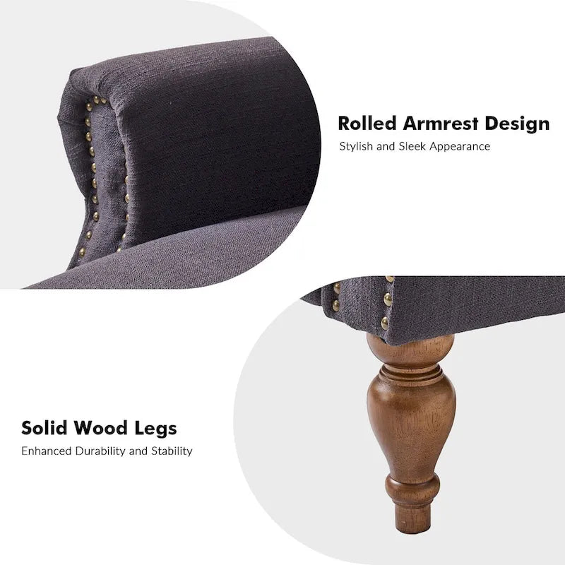 Fauteuil inclinable manuel traditionnel à enroulement, pieds en bois massif, ensemble deux pièces