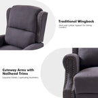 Fauteuil inclinable manuel traditionnel à enroulement, pieds en bois massif, ensemble deux pièces