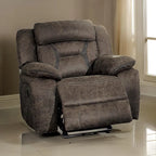   39 Inch Manual Glider Recliner Chair, Brown Microfiber, Solid Wood