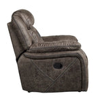 Fauteuil inclinable planeur manuel 39 pouces, microfibre marron, bois massif
