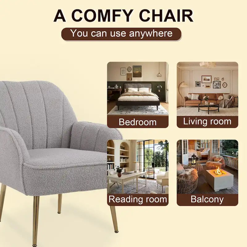 Fauteuil moderne avec accoudoirs larges de 25,2 pouces