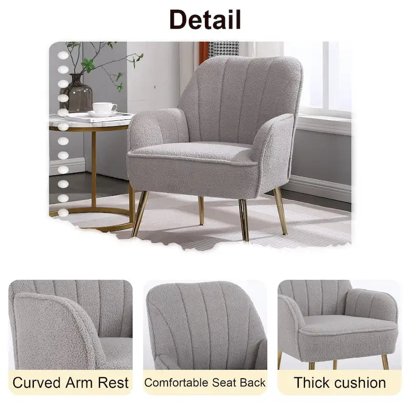 Fauteuil moderne avec accoudoirs larges de 25,2 pouces