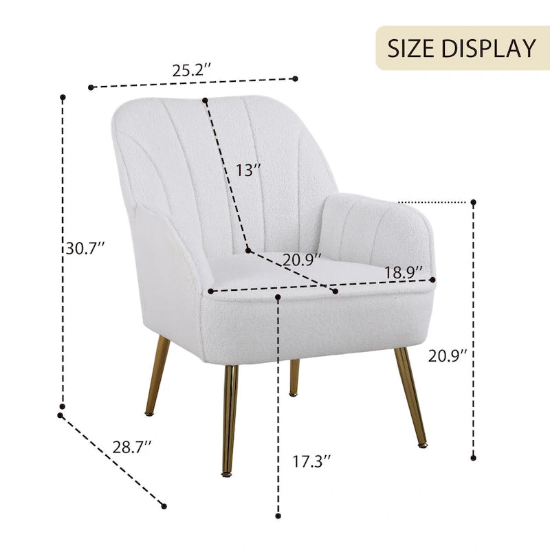 Fauteuil moderne avec accoudoirs larges de 25,2 pouces