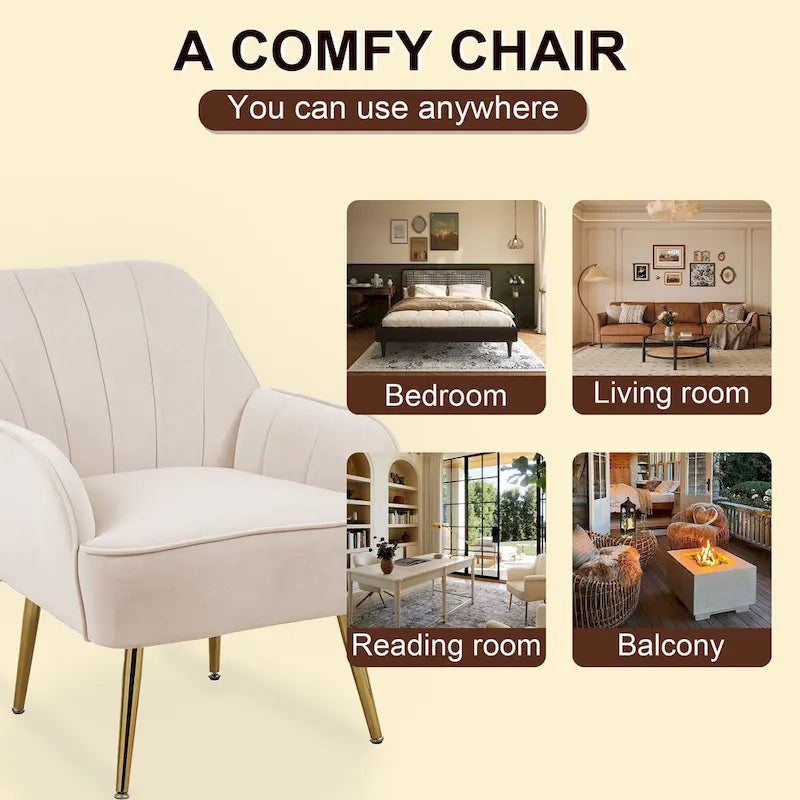 Fauteuil moderne avec accoudoirs larges de 25,2 pouces