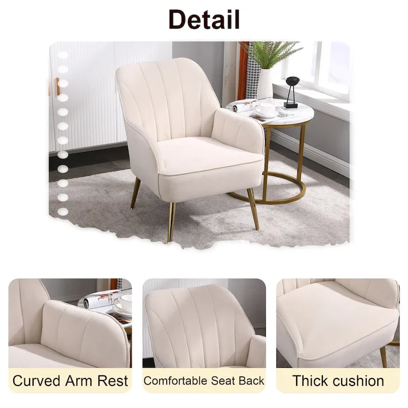 Fauteuil moderne avec accoudoirs larges de 25,2 pouces