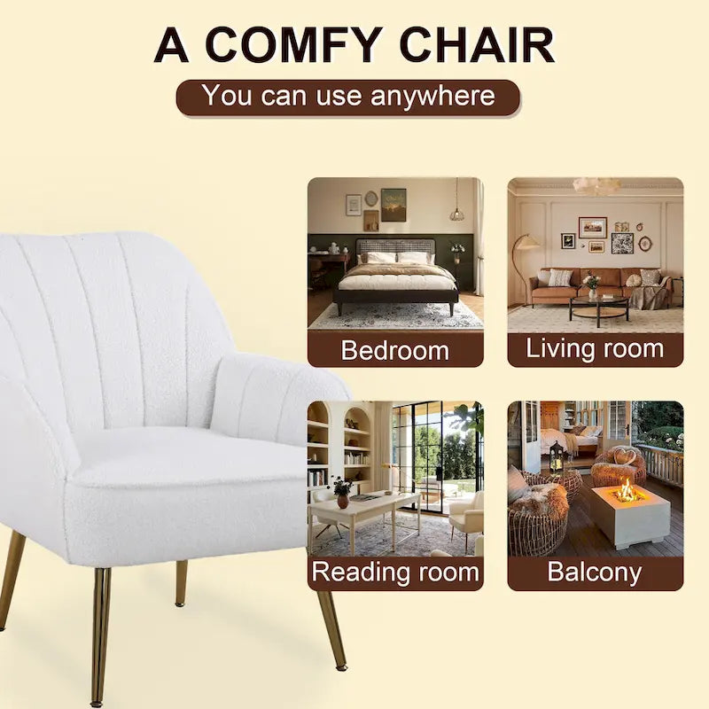Fauteuil moderne avec accoudoirs larges de 25,2 pouces