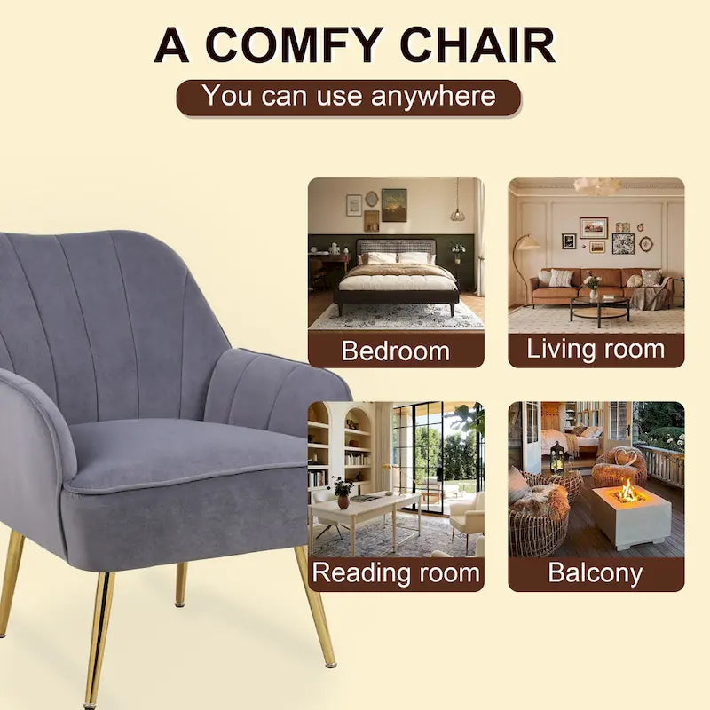 Fauteuil moderne avec accoudoirs larges de 25,2 pouces