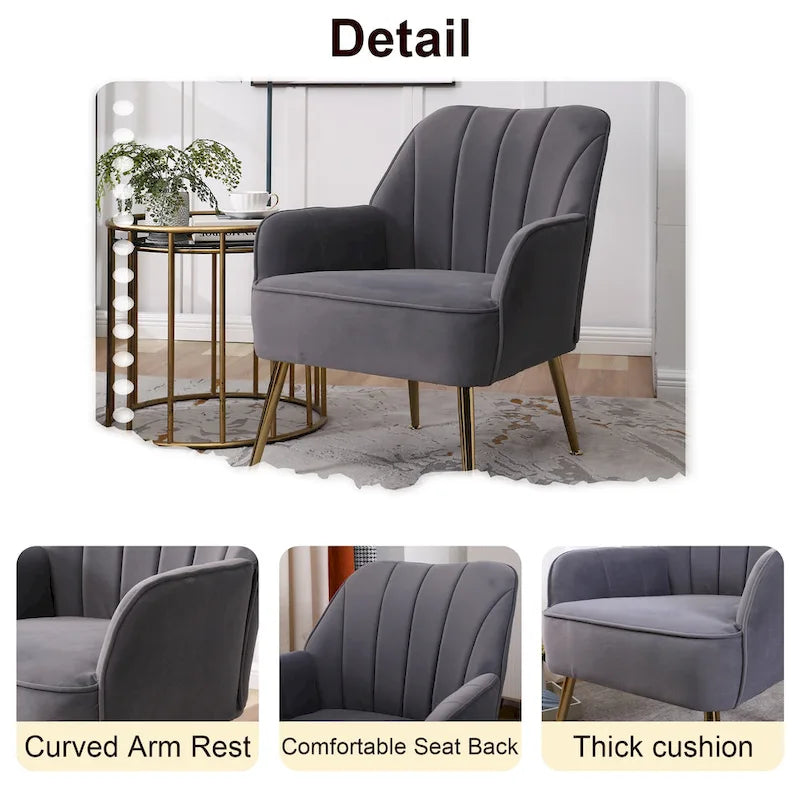 Fauteuil moderne avec accoudoirs larges de 25,2 pouces