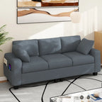   80 3-seater Upholstered Sofa 2 Pillows Couches with Side Pockets for Living Room