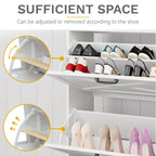 Meuble de rangement pour chaussures de ferme avec banc à chaussures, rangement de chaussures d'entrée avec 2 tiroirs basculants pour 16 paires - 23,9 l x 119,6 L x 104,9 H cm