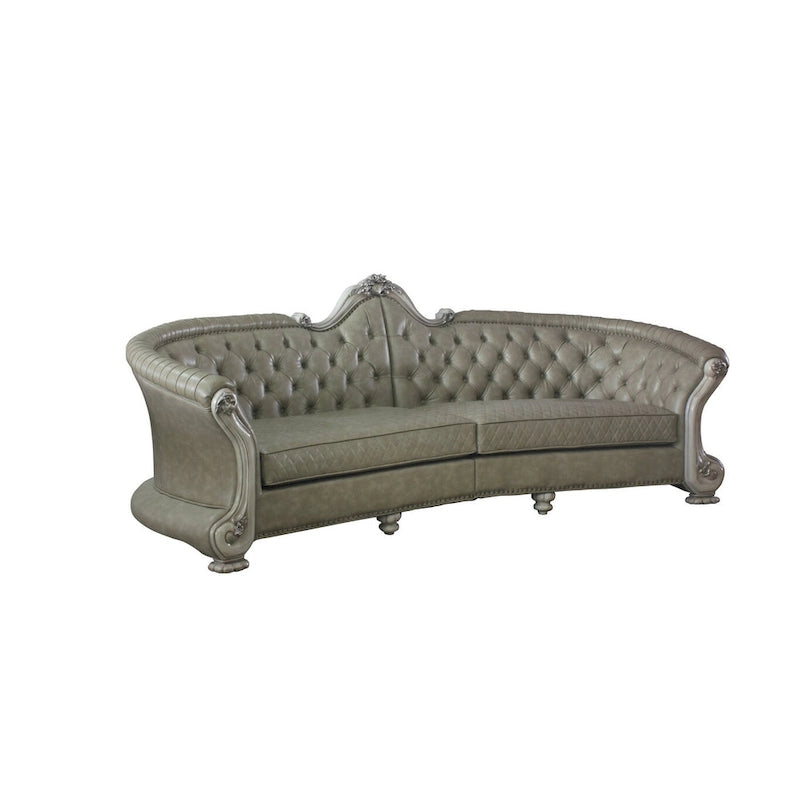 Canapé en similicuir coloris os avec pieds blancs et coussins décoratifs - 113