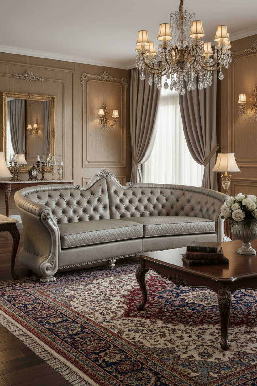 Canapé en similicuir coloris os avec pieds blancs et coussins décoratifs - 113