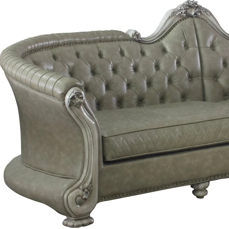Canapé en similicuir coloris os avec pieds blancs et coussins décoratifs - 113