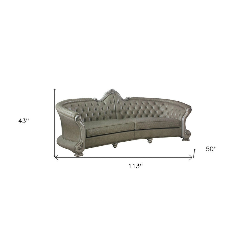 Canapé en similicuir coloris os avec pieds blancs et coussins décoratifs - 113