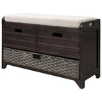 Banc de rangement en bois massif à 3 tiroirs