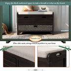 Banc de rangement en bois massif à 3 tiroirs