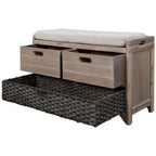 Banc de rangement en bois massif à 3 tiroirs