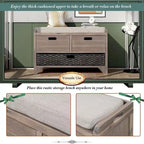 Banc de rangement en bois massif à 3 tiroirs