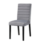 Lot de 2 chaises de salle à manger Andy 18 pouces, velours gris capitonné, bois noir