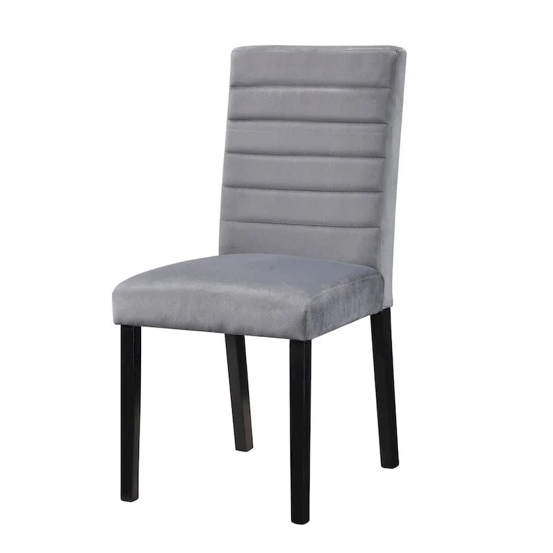 Lot de 2 chaises de salle à manger Andy 18 pouces, velours gris capitonné, bois noir