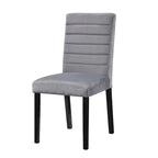 Lot de 2 chaises de salle à manger Andy 18 pouces, velours gris capitonné, bois noir