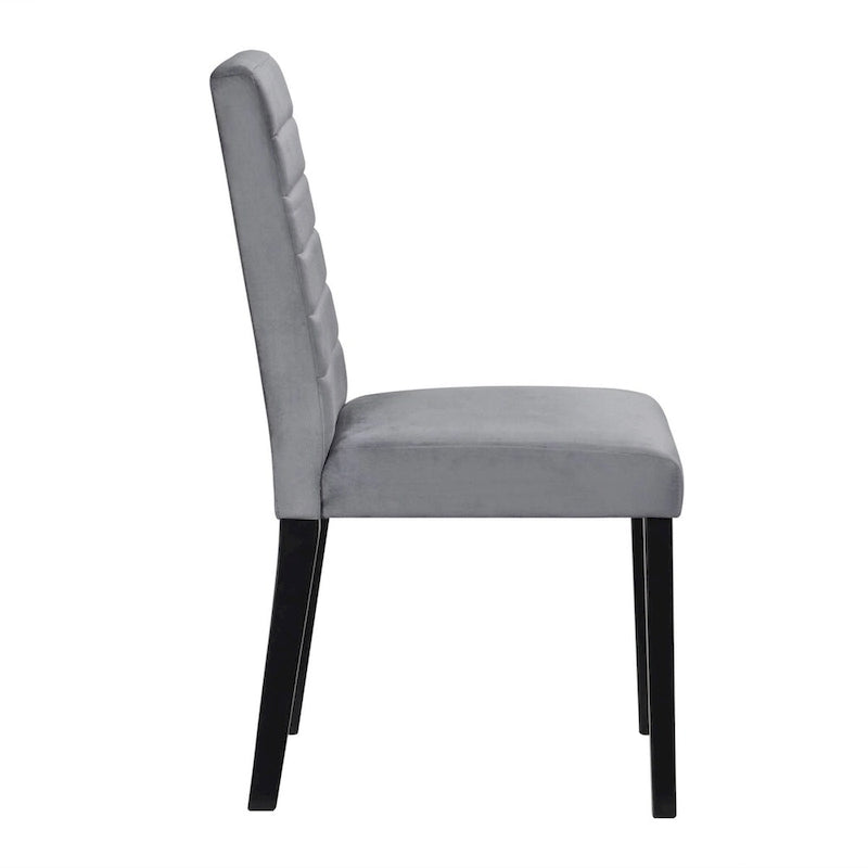 Lot de 2 chaises de salle à manger Andy 18 pouces, velours gris capitonné, bois noir