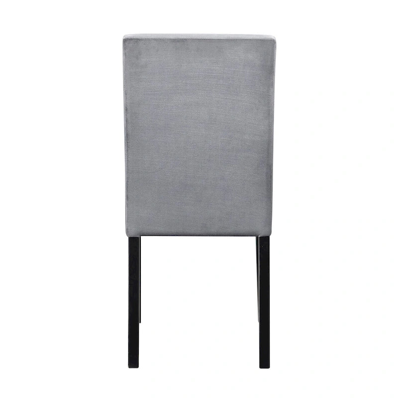 Lot de 2 chaises de salle à manger Andy 18 pouces, velours gris capitonné, bois noir