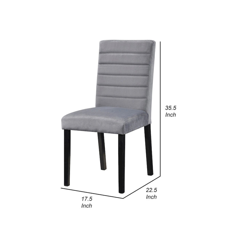 Lot de 2 chaises de salle à manger Andy 18 pouces, velours gris capitonné, bois noir